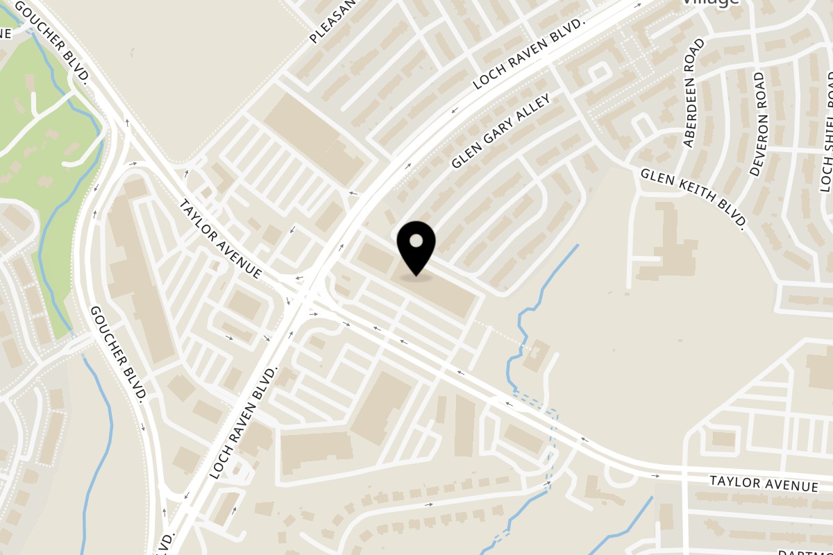 Map showing the location of American Fish & Chicken Towson on 1006 Taylor Ave in Towson